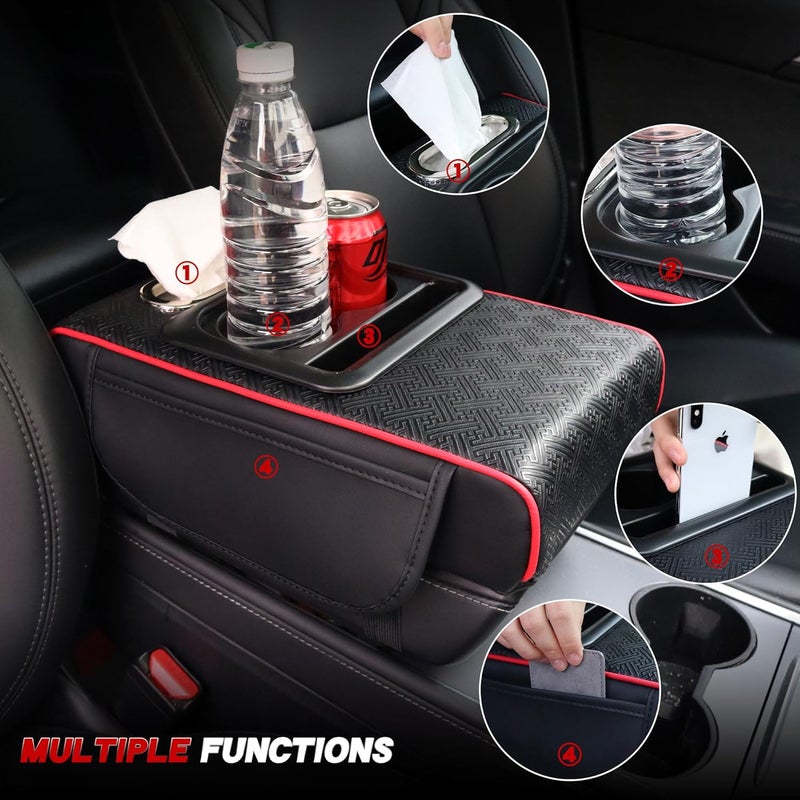 DSCARCovers Car Middle Center Console Cover with Cup Holder for Long Driving,Car Armrest Cover for SUV,Truck-2.95in Height-Lifts Arms to Relax Muscles,Multi-functional Storage is Ideal for Trips Scratch-resistant - Image 5